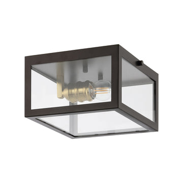 Eleanor 8" Farmhouse Industrial Square Iron/Glass Case LED Flush Mount